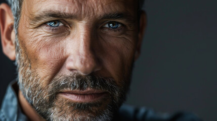 Obraz premium Close-up of a middle-aged man looking at the camera.