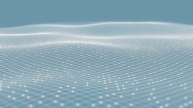 3D futuristic animation of modern abstract geometric composition of a dotted and interconnected mesh pattern with slow wavy motion, 4K animated background