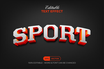 Obraz premium Sport Text Effect 3D Curved Style. Editable Text Effect.