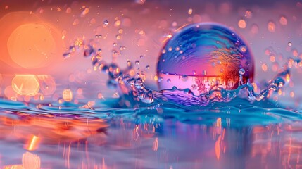 Vibrant water splash with bokeh effects - generative ai