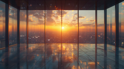 Fototapeta premium Empty office in Business center with many glasses window