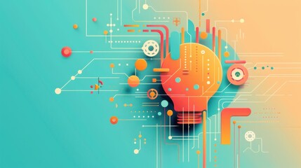 Fototapeta premium Materials innovation, AI-driven breakthroughs, flat design illustration