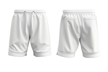 Blank white shorts pants mockup, front and back view