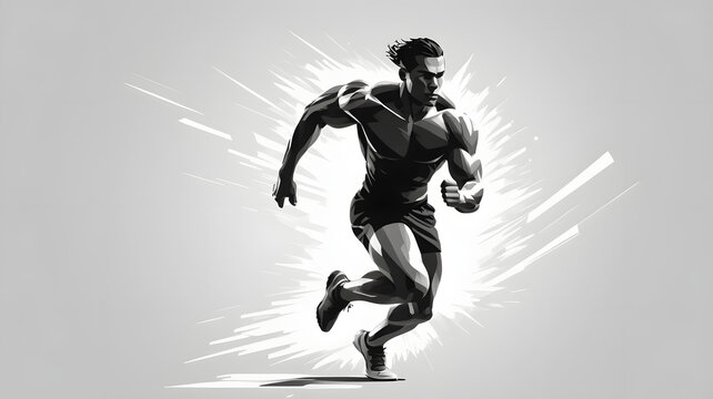 pixelated picture of a running man perfect for Marathons or Sports Clubs, Silhouette Logo