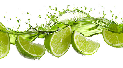 Green Lime Wave splash isolated on transparent background