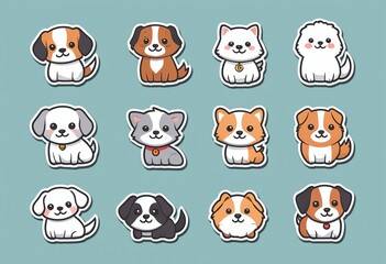 Cute Dogs and Pets Stickers for Social Media and Advertising