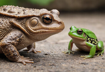  A curious toad interacting with another amphibian. 