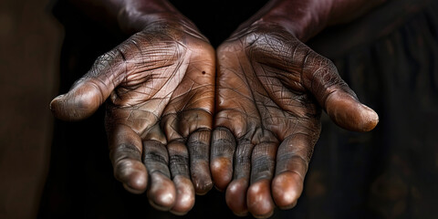 Enduring Strength. A close up of a black persons working hands.