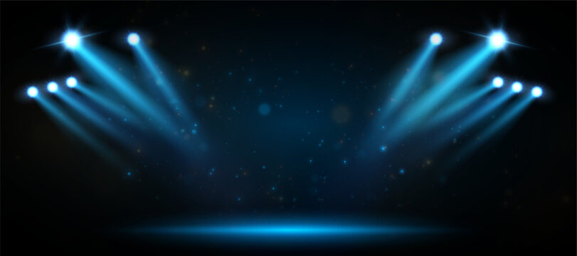 Stadium light. Set of blue spotlights for sporting events. Vector illustration EPS10 Adobe Illustrator Artwork