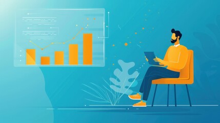 Pitch deck, entrepreneur presenting to investors, flat design illustration