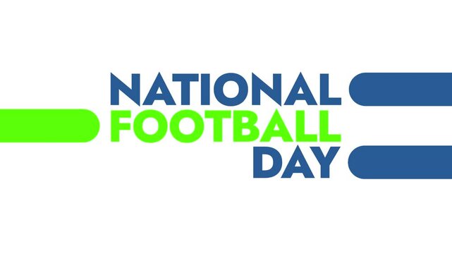 National Football Day colorful motion graphics seamless loopable text animation on white or black background for celebrating happy national football day in july