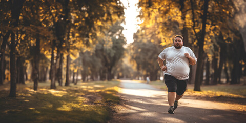 Fototapeta premium Overweight man going for a run