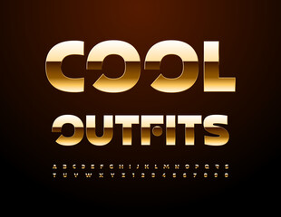 Vector modern logo Sleek Style. Exclusive Gold Font. Trendy Chic Alphabet Letters and Numbers.