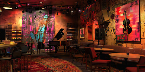 The Soulful Singers: A small intimate jazz club, with African-inspired art on the walls, and a group of talented singers performing onstage