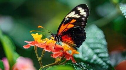 Close-up of a butterfly feeding on nectar
