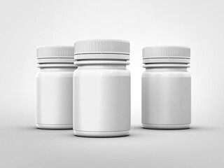 Blank packaging Plastic bottle for medicine product isolated on white background. 3D rendering, 3D illustration