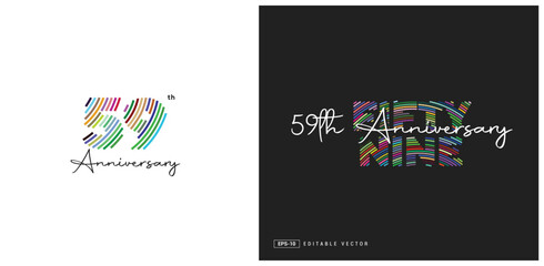59th Anniversary Logo Design, Editable Vector Template.