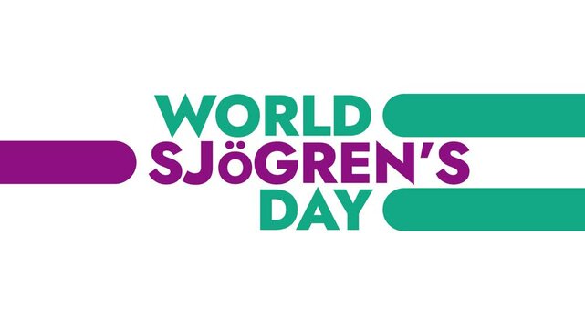 World Sjogren's Day colorful motion graphics seamless loopable text animation on white or black background great for awareness about world sjogren day in july