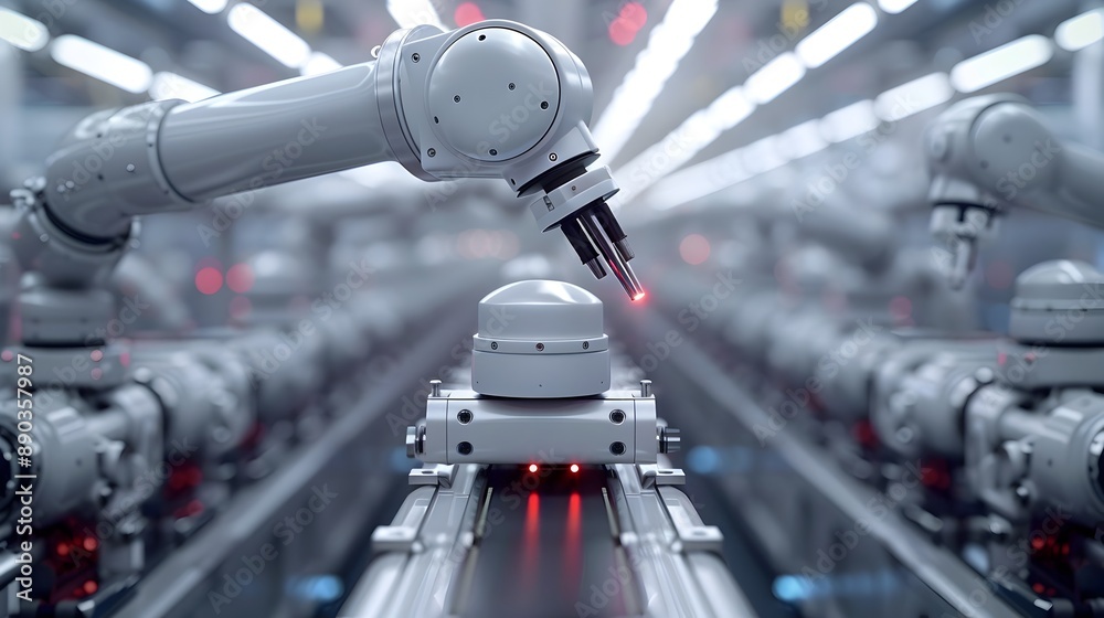 Poster advanced automation system with intelligent control in high tech industrial concept