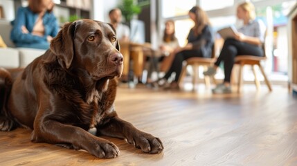 The brown dog in office