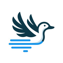 flat vector logo of a duck.