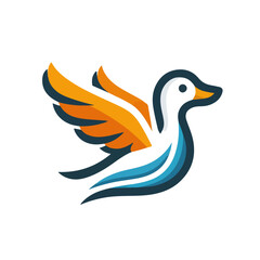 flat vector logo of a duck.