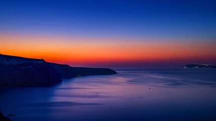 Obraz premium Night lights after sunset at Santorini island, Greece. By --