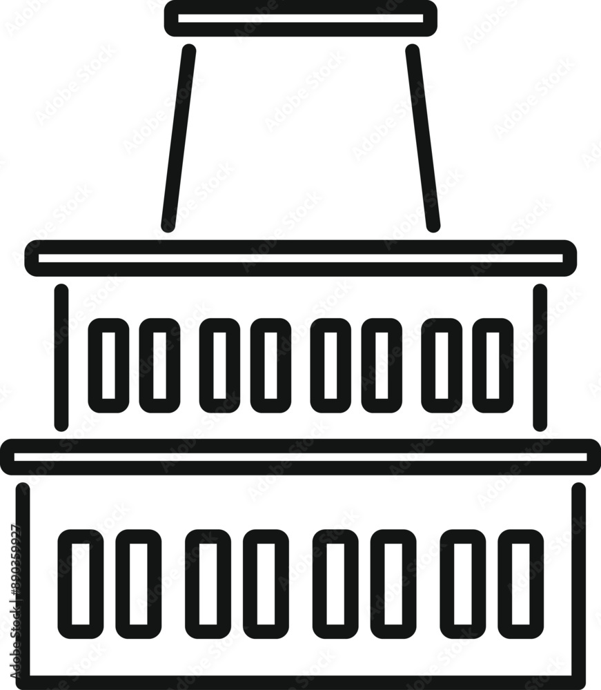 Poster simple line art icon of a shopping basket used at a grocery store