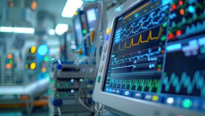 Naklejka premium Medical Monitors in Hospital Room