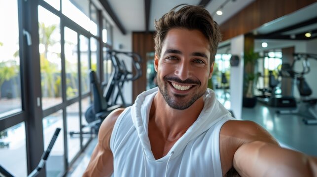 The gym selfie of a smiling man