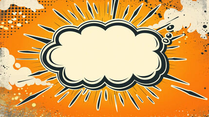 Retro inspired blank comic book speech bubble with clear, classic outline and explosion effect.
