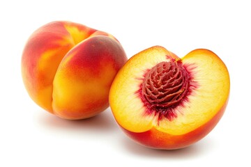 Juicy Peaches, Whole and Sliced in Half