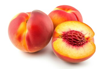 Close-Up of Peach Fruits on White Background