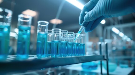 The hand with test tubes