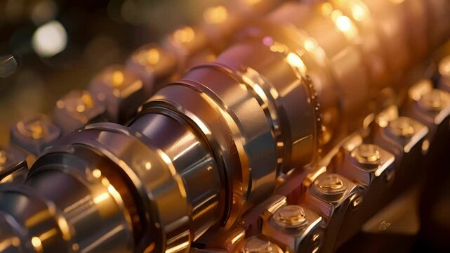 A macro view of the grooves on a cam follower which allow it to smoothly glide along the lobes of the camshaft and transfer motion to other engine components.