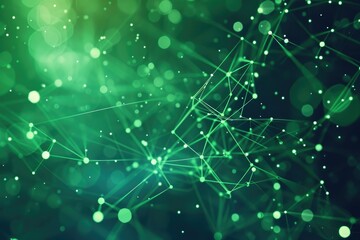 Dynamic Green Network Pattern with Dots and Connecting Lines