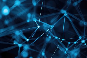 Interconnected Dots and Lines in Vibrant Blue