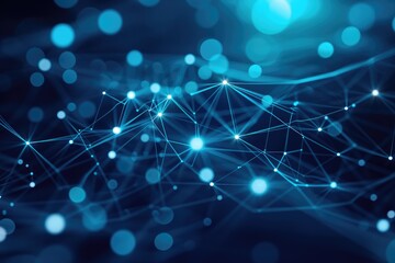 Abstract Digital Network with Blue Nodes