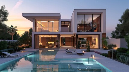 Fototapeta premium Modern Luxury House with Pool