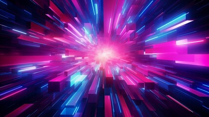 Obraz premium Futuristic Neon Light Explosion in Cyberspace Abstract Background
