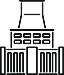 Line drawing of a nuclear power plant generating clean energy