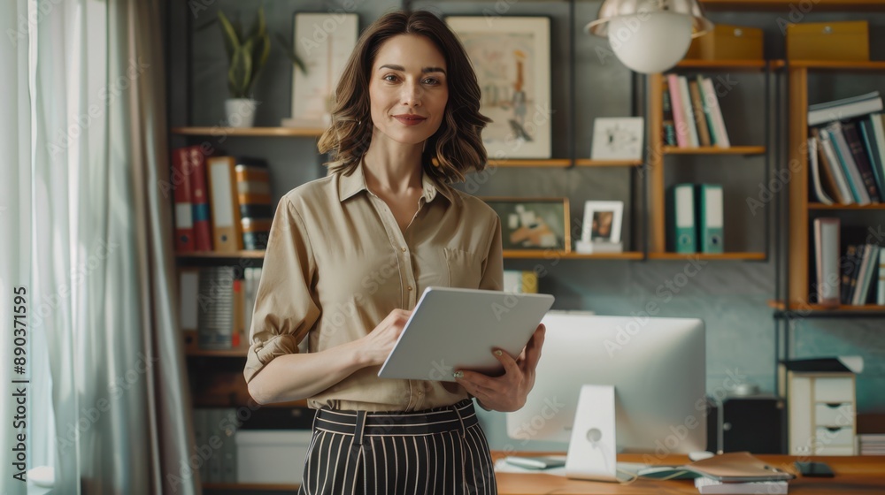 Poster The woman with the tablet