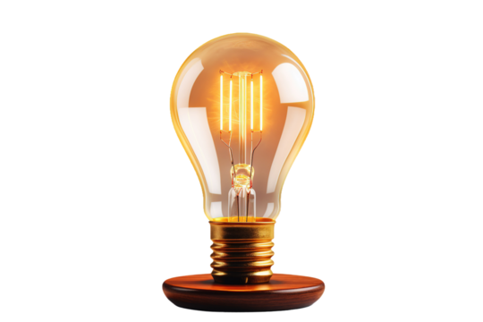 Illuminating Elegance: Wooden-Based Light Bulb on White or PNG Transparent Background.