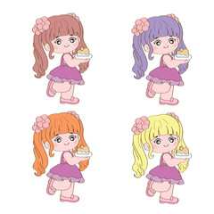 girl cute cake vector