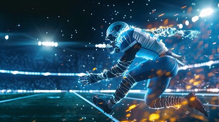 AI powered sports analytics concept with computer vision tracking players in action, showcasing real time performance analysis, and machine learning for enhanced coaching.
