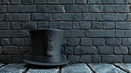 Naklejka premium Black Top Hat on Cobblestone Background