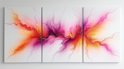 Obraz premium Vibrant Five-Panel Abstract Artwork with Harmonious Color Blending.