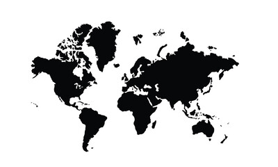 World map black color,isolated on white background for website layouts,background,education, precise,customizable,Travel worldwide,map silhouette backdrop,earth geography, political,reports.