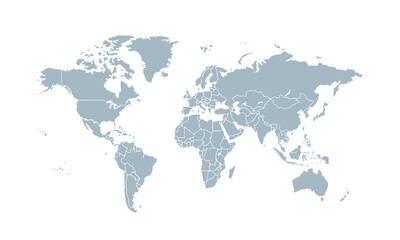 World map modern color,isolated on white background for website layouts,background,education, precise,customizable,Travel worldwide,map silhouette backdrop,earth geography, political,reports.