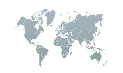 World map modern color,isolated on white background for website layouts,background,education, precise,customizable,Travel worldwide,map silhouette backdrop,earth geography, political,reports.